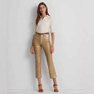 Ralph Lauren White Shirt and Gold Pants